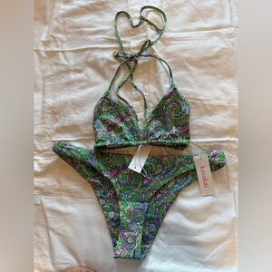 Kasakai Green Paisley Bikini Set
